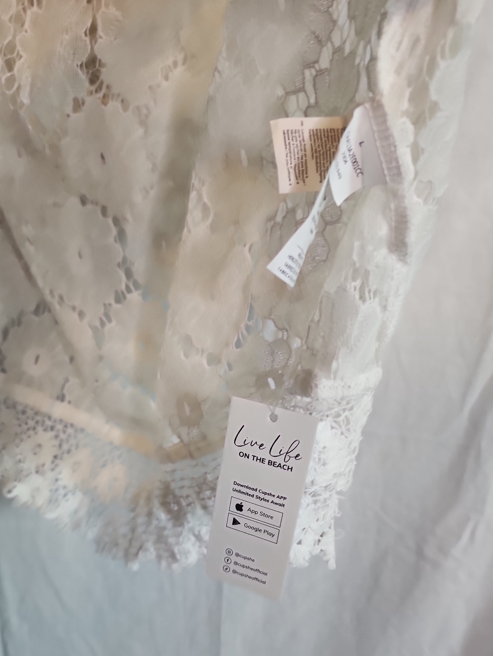 Cupshe White Dress Swim New With Tags Size Large - Picture 8 of 9